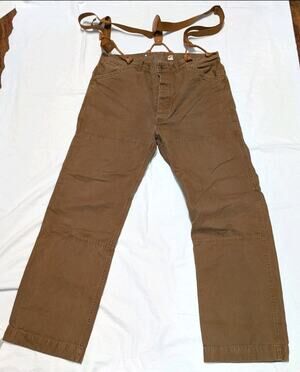 RRL Double RRL Ralph Lauren Buckle Back Suspender Work Pants 36x31 Brown Canvas